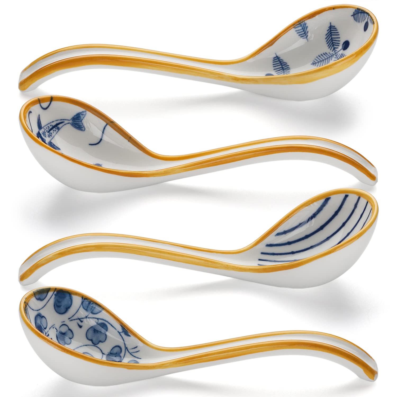 Cuillère Soupe Chinoise Porcelaine Ramen Wonton Angoily - Lot De 5 Cuillères En Céramique Bleu Et Blanc - Pour Soupes Asiatiques, Riz, Ramen, Thé Vaisselle Japonaise Cuillère Soupe Chinoise Porcelaine Ramen Wonton Angoily - Lot De 5 Cuillères En Céramique Bleu Et Blanc - Pour Soupes Asiatiques, Riz, Ramen, Thé Vaisselle Japonaise