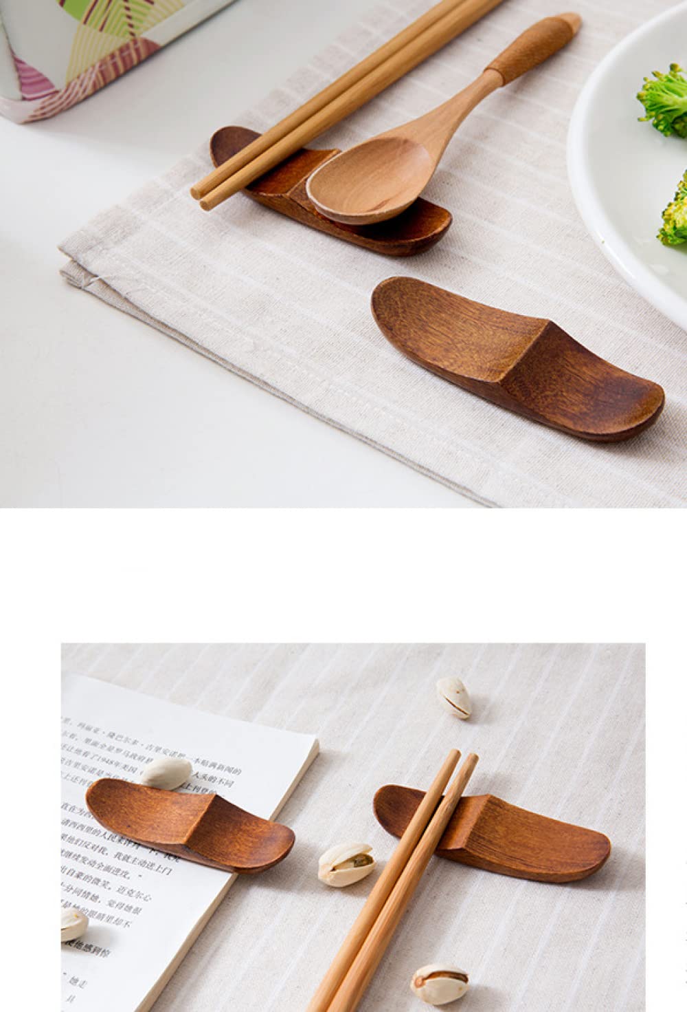 Support de baguettes en bois antidérapant – Repose-fourchettes et cuillères multifonction pour le rangement de la vaisselle de cuisine, idéal pour un usage domestique et les essentiels de salle à