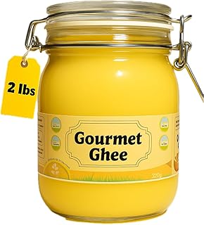 Premium Gourmet Clarified Butter - Natural & Pure Grass-Fed Ghee for Energy, Gut, and Immune Health Support - Versatile Healthy Cooking for Spreading, Baking & Sauteing 2- lbs (32Oz - Natural Ghee)