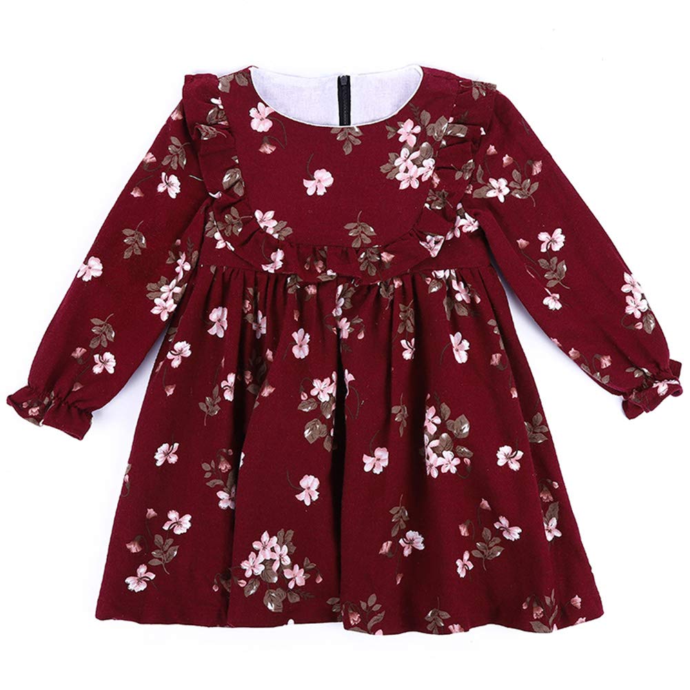 Girls Casual Dress Kids Long Sleeve Party Dress Floral Costumes Children Clothing Flowers Dresses