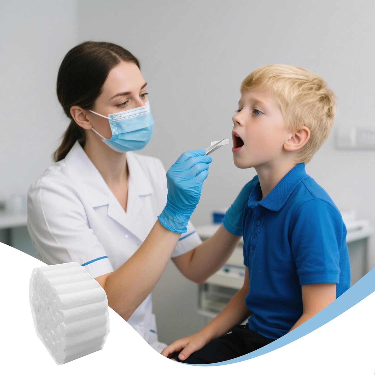 50 rotoli di cotone idrofilo, rotoli di cotone dentale per denti, cotone naturale altamente assorbente, per denti e altro durante il ridimensionamento, riempimenti, tappi per naso tamponi dentali