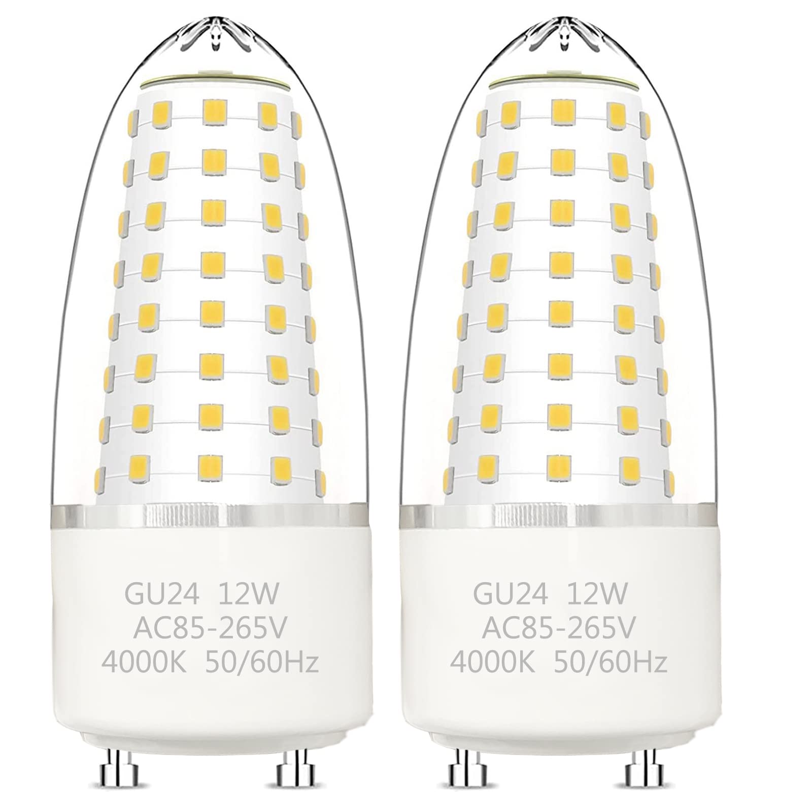SYXKJ GU24 LED Bulb Replace T2 Spiral CFL Light Bulb 2 Pack 4000K Natural White Non-Dimmable AC85V-265V 12W 1180lm Equivalent to 100w Omnidirectional Lighting High Brightness