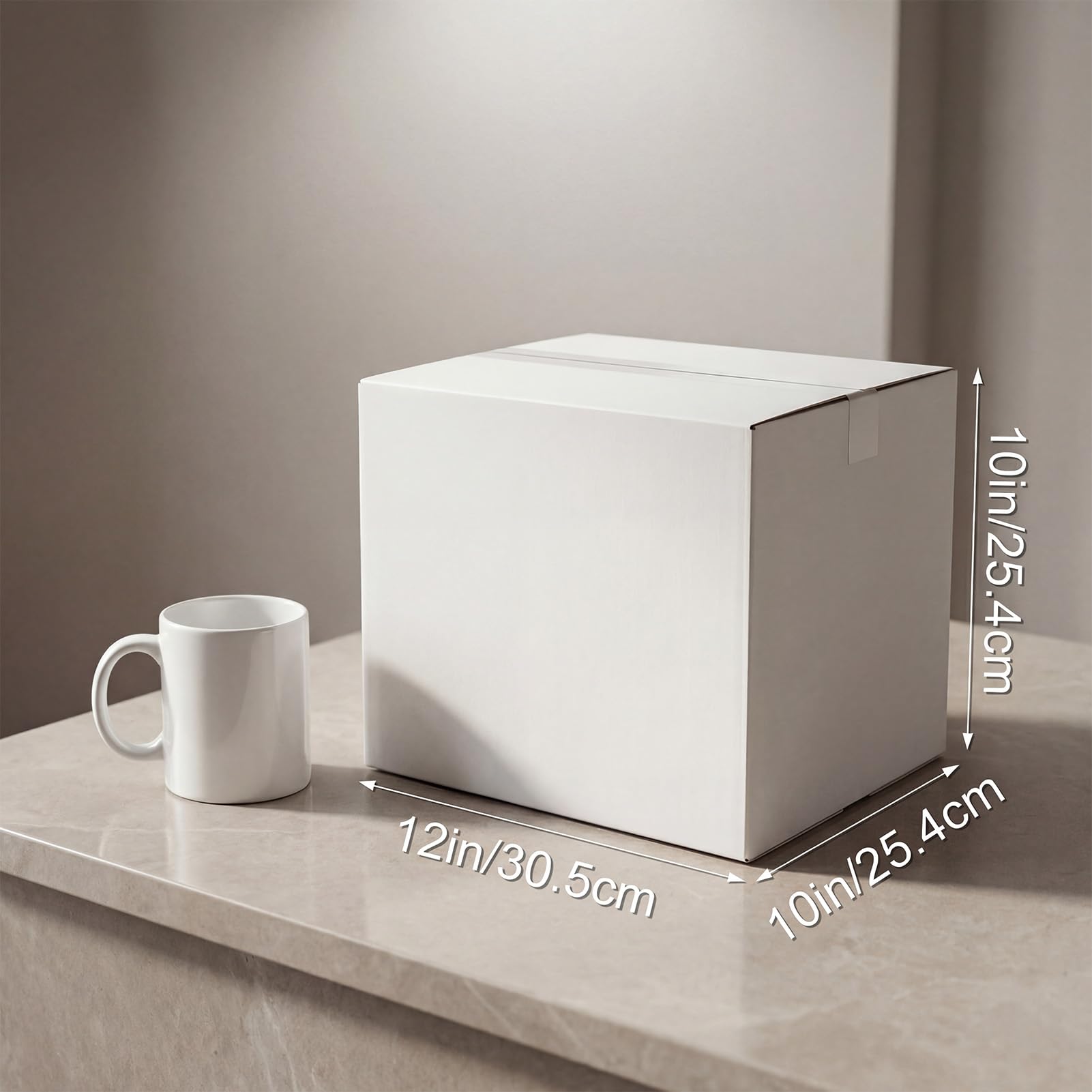 CRUGLA Cajas de envío de 12 x 10 x 10 pulgadas, paquete de 10 cajas de cartón corrugado blanco con cierre lateral y cinta de doble cara preaplicada, cajas de embalaje fáciles de montar para envío de
