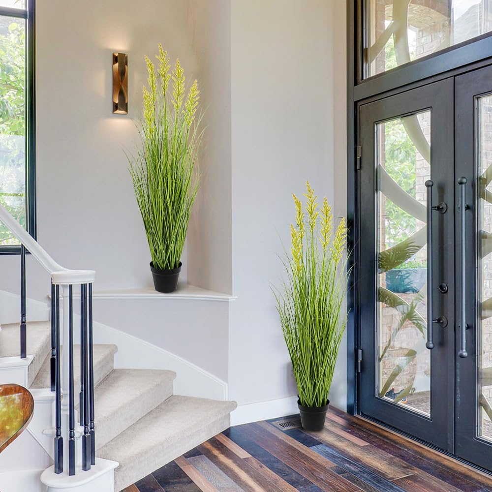 Melorca&Guilla Artificial Plants,Artificial Tall Grass, 2Pack 49" Faux Grass Plant Indoor Outdoor Fake Tall Grass Fake Plants for Shop Garden Office Home Décor (2, Wheat Seed, 49 inch) - Image 5