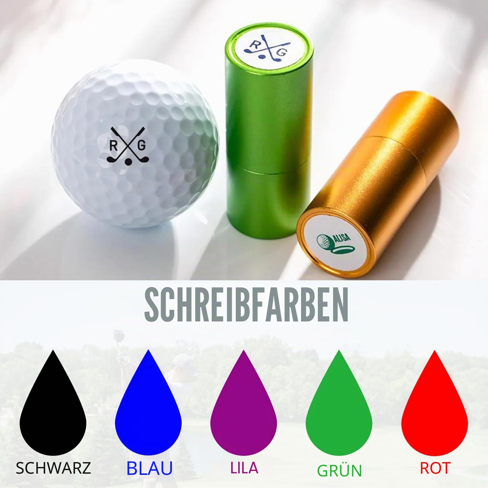 BOBO BIRD Custom Golf Ball Stamp - Personalisierter Ballmarker Stempel mit schnell trocknender Tinte - Wiederverwendbares Golfgeschenk für Männer, Frauen, Spieler & Trainer - Logo, Text oder Icon