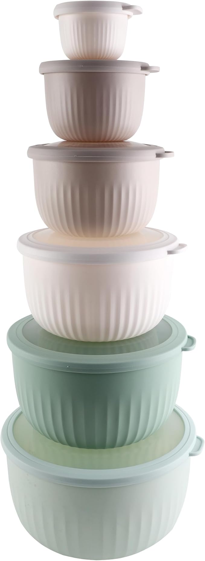 COOK WITH COLOR Prep Bowls with Lids- Wide and Deep Nesting Plastic Small Mixing Bowl Set with Lids, 12 Piece Set - Deep Bowls, Teal