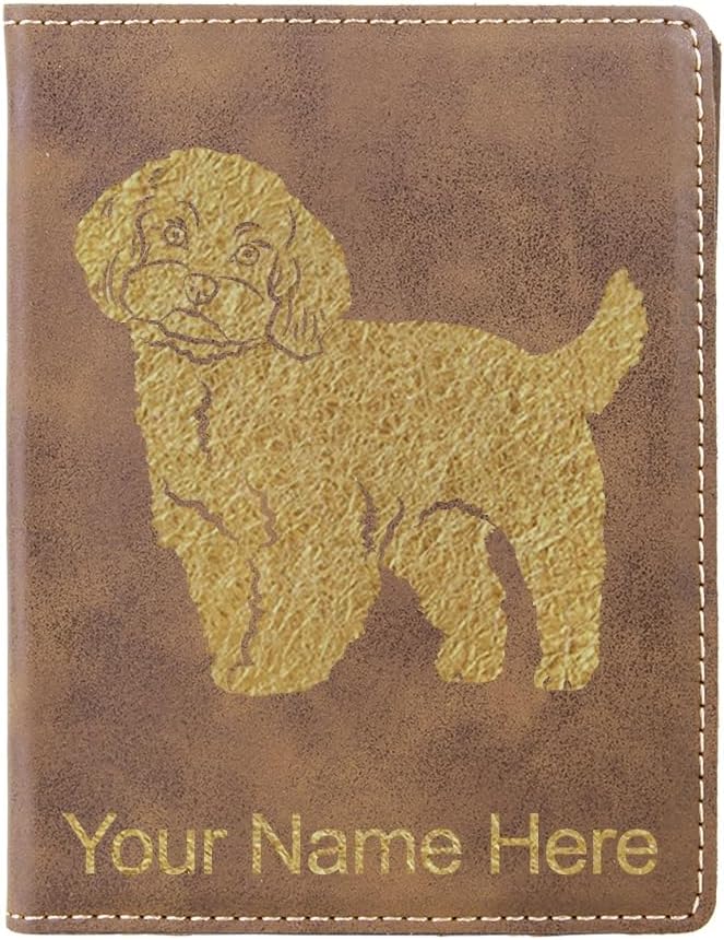 LaserGram Faux Leather Passport Holder, Maltese Dog, Personalized Engraving Included (White)