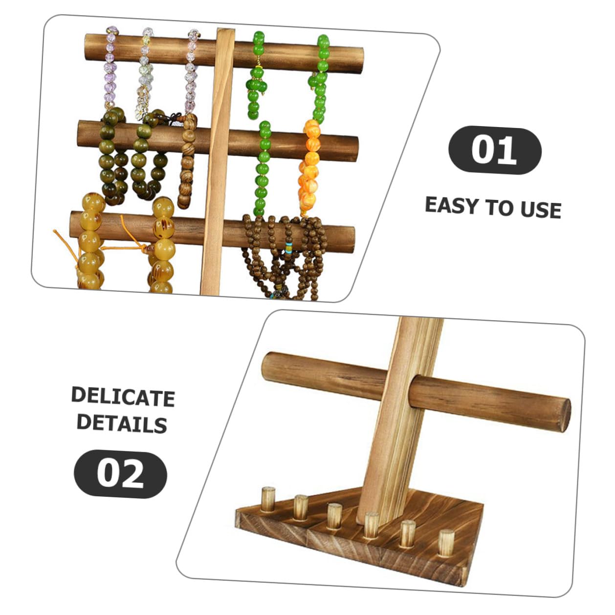 Stöckiger Schmuckhalter aus Massivem Holz Stabiler Armband Ringständer für Uhren und Accessoires Multifunktionales Display für Schlafzimmer und Schmuckladen Langlebig und