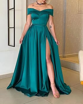 Amazon.com: SHZHADK Women's Prom Dress Long Off The Shoulder Evening Dress  A Line Military Ball Gown with Pockets Slit Party Dresses Black : Clothing,  Shoes & Jewelry