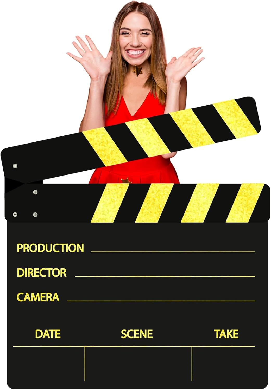 Vicenpal 3 Pcs Jumbo Star Cardboard Cutouts Standup, 23.6" - 31.5" Large Starry Night Movie Party Decorations, Glitter Star Props for Movie Prom Awards Wedding Birthday Party Photo Booth Backdrop