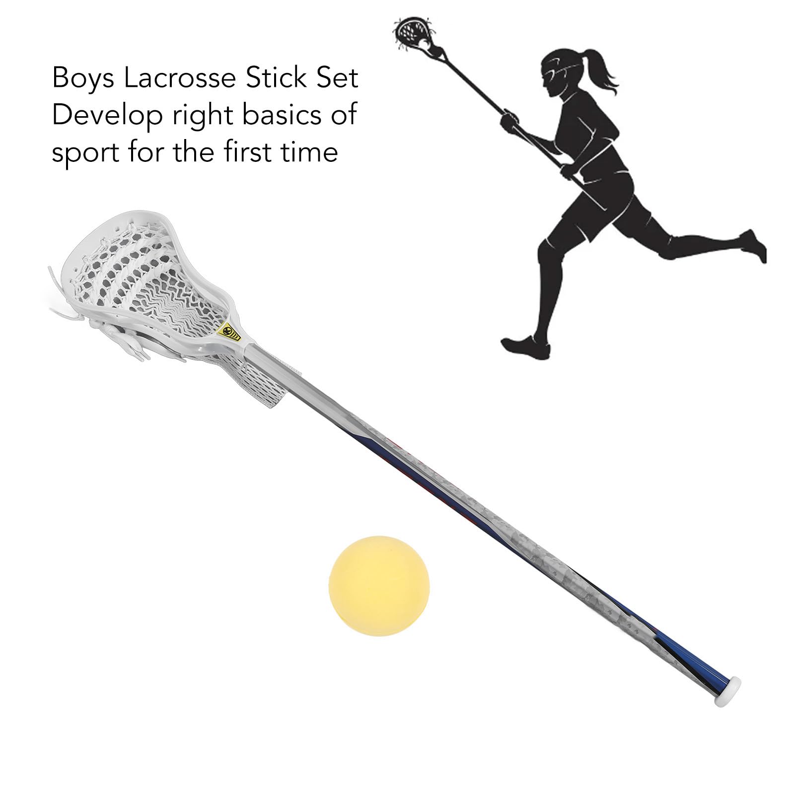 Lacrosse-Schläger-Set für Jungen, Komplett, 76,2 cm, mit Ball, Nicht Fallende Schwanzkappe, für Outdoor-Teamsportler, Spielerausrüstung