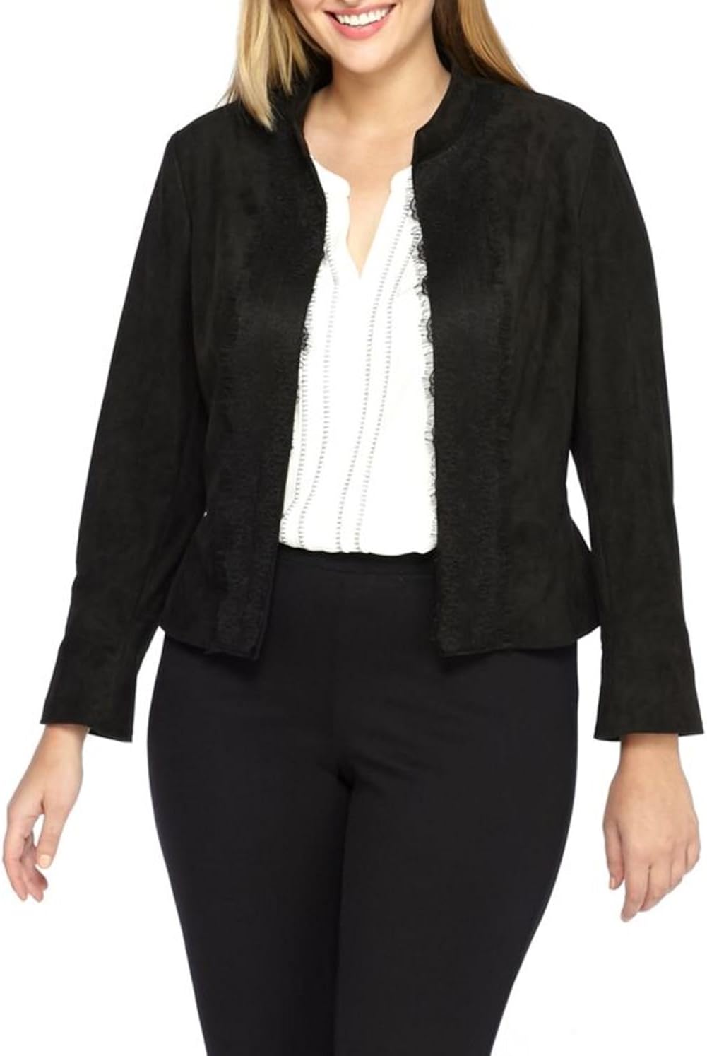 plus size black suede jacket