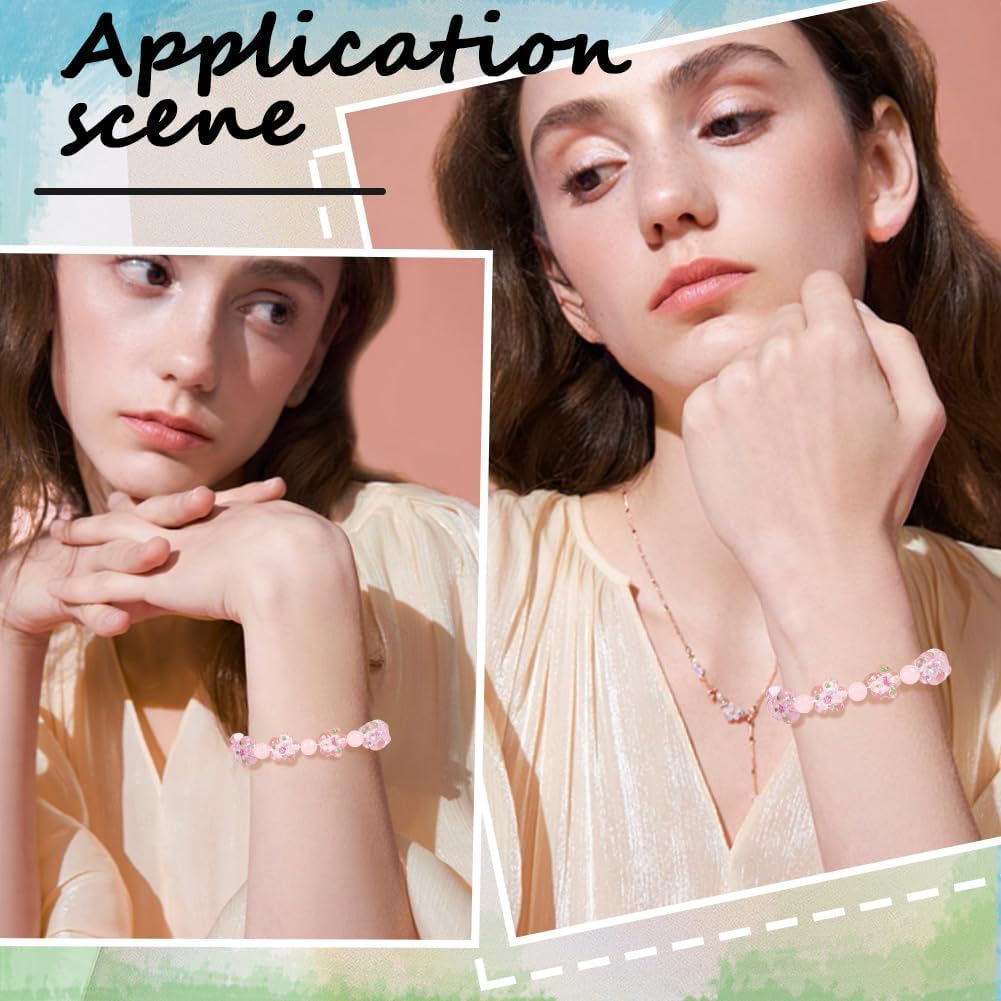 1 Box 40PCS 15MM Pink Flower Lampwork Beads with Holes Flowers Crystal Bumpy Glass Cute Transparent Floral Charms Spacer Loose Bead for Jewelry Making Earrings Necklaces DIY Craft Supplies - Image 4