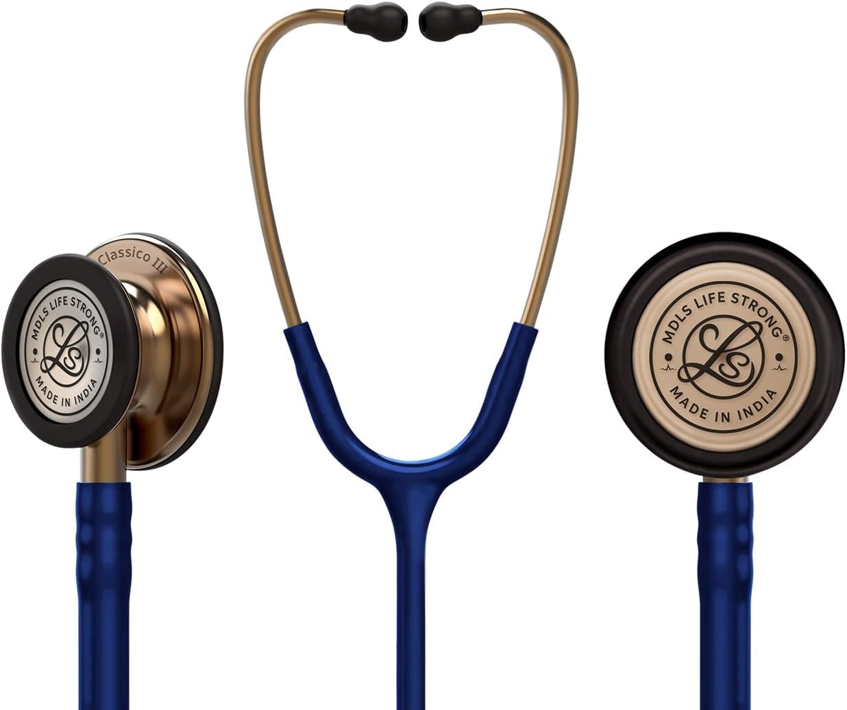 MDLS LIFE STRONG Excellent lll Rose Gold Finished Dual Side Stethoscope For Doctors/Nurse Acoustic Stethoscope (Navy Blue)