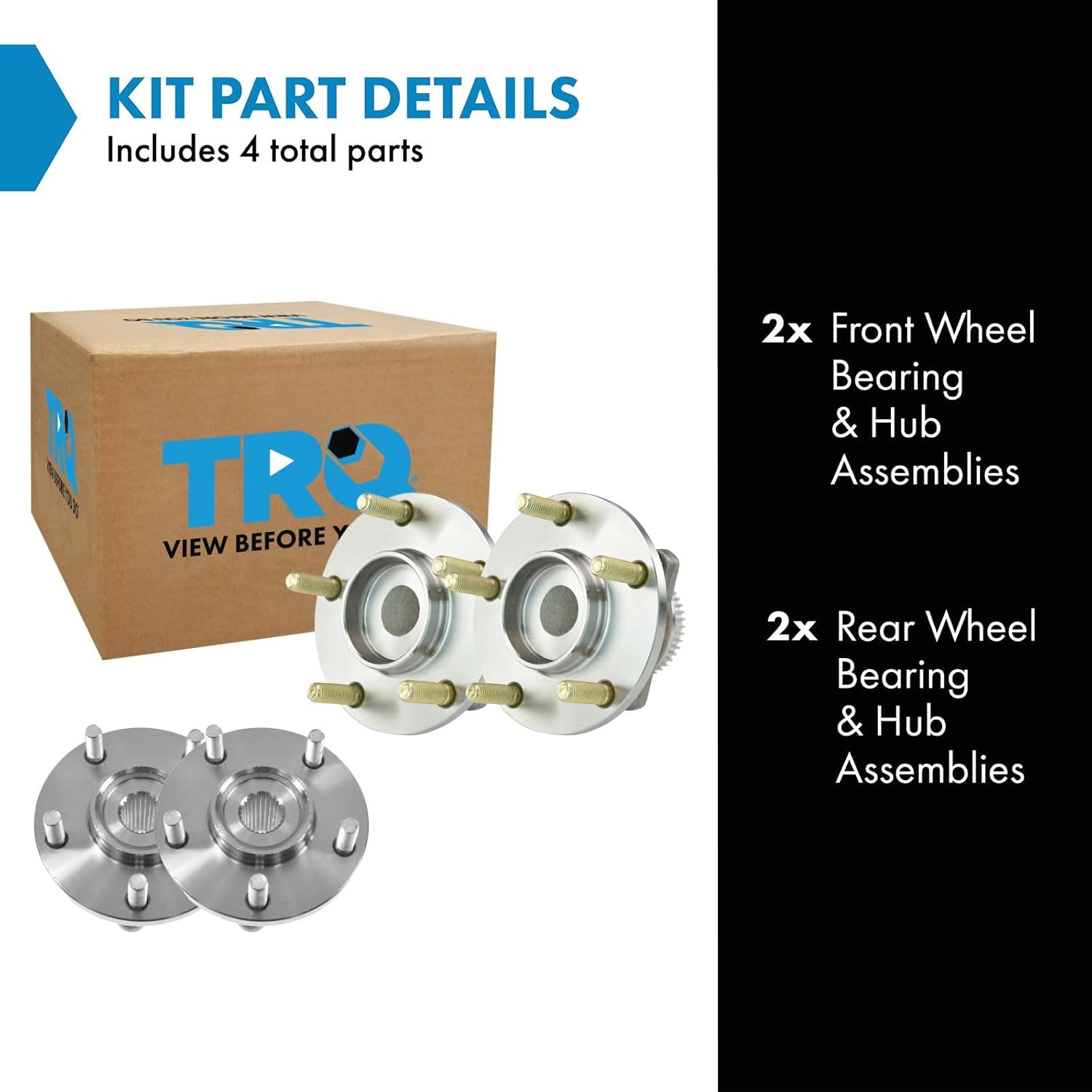 TRQ 2 Piece Wheel Bearing & Hub Assembly Set Compatible with 2006-2012 Mitsubishi Eclipse 2004-2012 Galant
