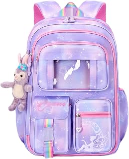 Mochilas infantis para meninas, mochila kawaii, bolsa escolar para jardim de infância e ensino fundamental (cor: roxo, tamanho: P)