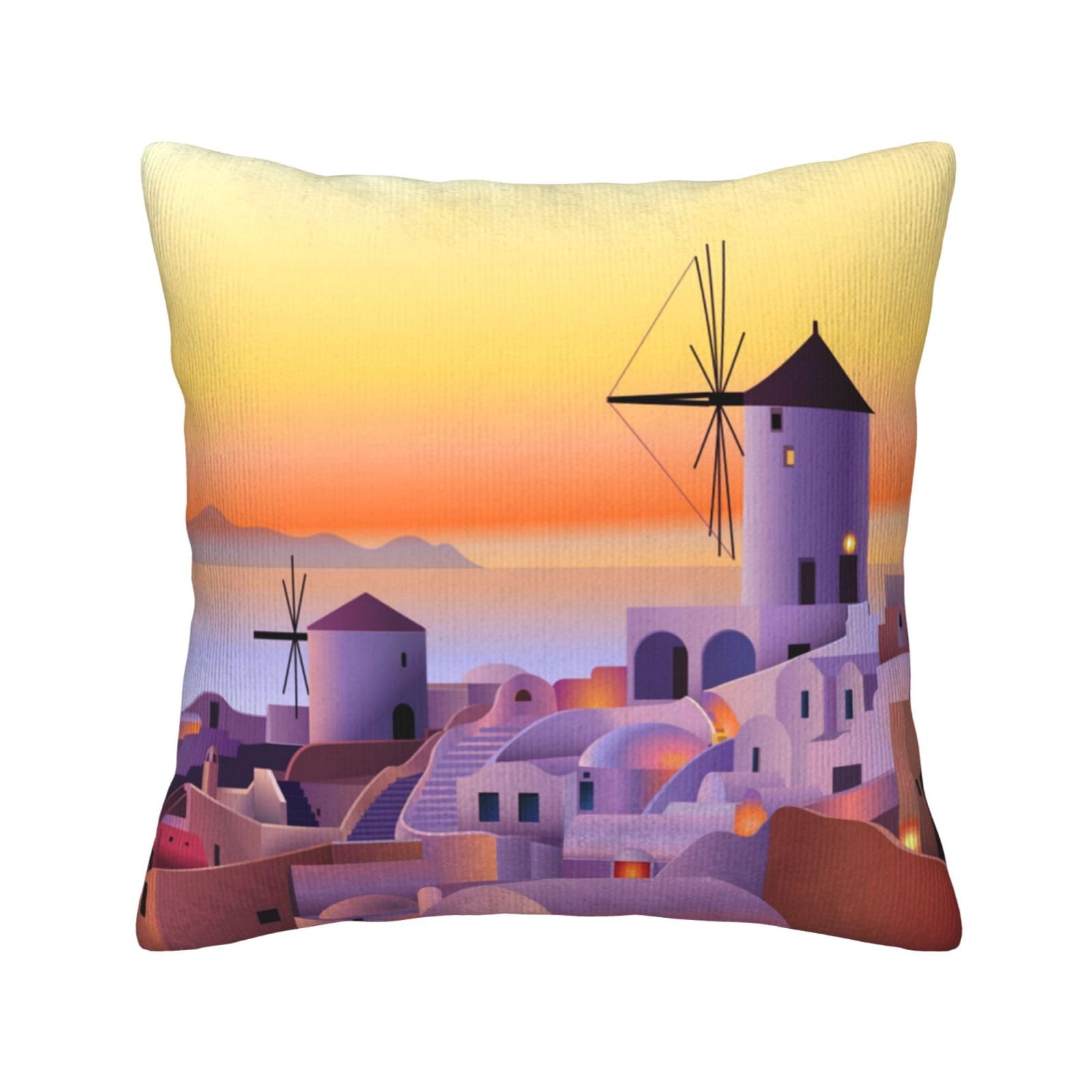 Housses de coussin TOMPPY coucher de soleil de Grèce pour un salon évasion