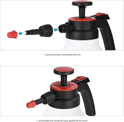 Miniatura 3 de FOSHIO Pulverizador de bomba de jardín de 0.53 galones, botella portátil de agua a presión con bomba de mano de 2 litros con boquilla ajustable y