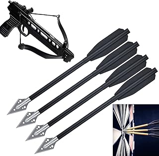 WEGRG Aluminium Crossbow Bolts Arrows 6.7" Steel Broadhead Tips Hunting Arrows for 50-80Lbs Mini Crossbow Archery(Excluding Crossbow) - Fishing Hunting Target Practice 24Pcs