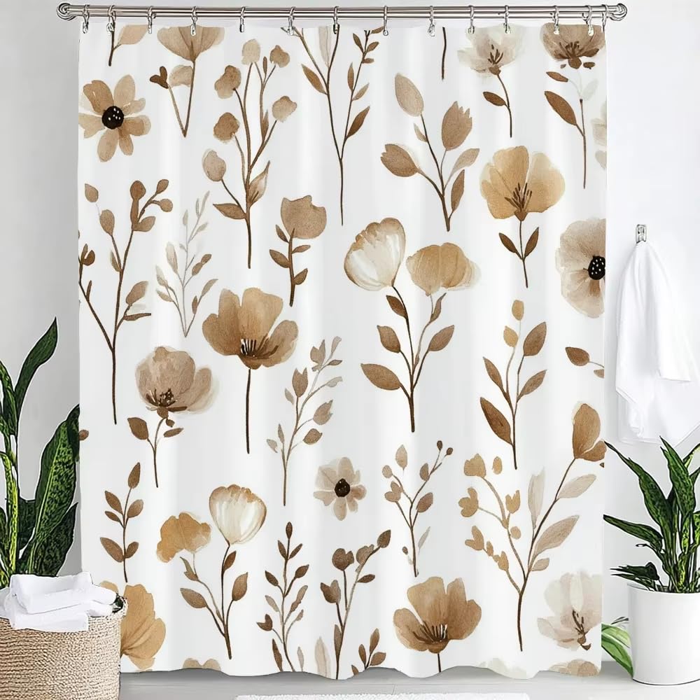 Cortina de Ducha Estampada con Flores, Cortina de baño Colgante con Ganchos, decoración Lavable a máquina (182 x 214 cm (72 x 84 Pulgadas))