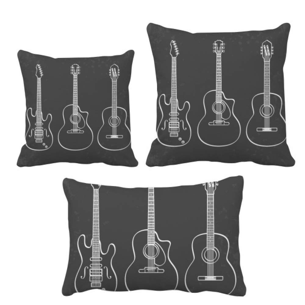 Housse de coussin guitare deco pour taie d'oreiller instruments de musique