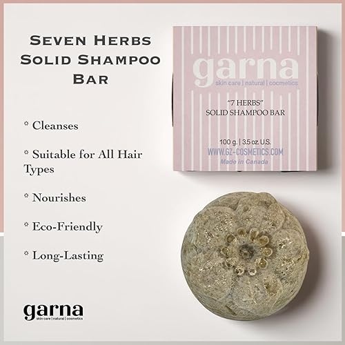 Miniatura 2 de Garna Seven Herbs - Barra de champú sólida, 2 x 3.53 oz3.5 onzas, todo tipo de cabello, nutritivo y a base de plantas, más de 50 lavados - Lavado de