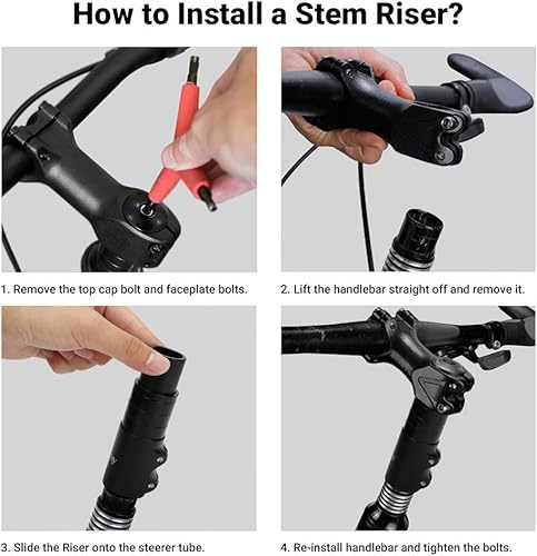 Miniatura 5 de LERWAY Extensor elevador de vástago de bicicleta MTB adaptador de vástago de manillar con llave hexagonal para horquilla de 1-18 pulgadas 1126in