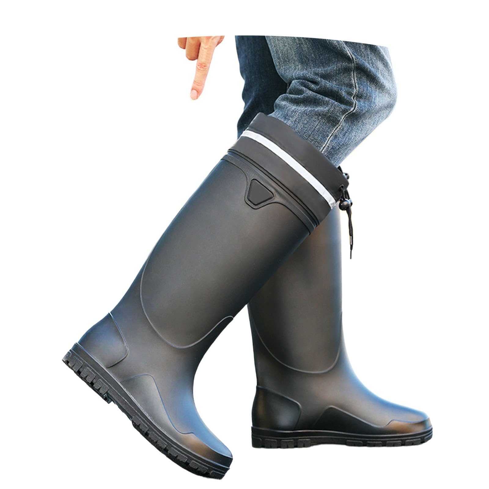 Genérico Botas Agua Hombre - Botas Lluvia Caña Alta Reflectantes Antideslizantes Hombre Viaje Construcción Senderismo Calzado Acuático Goma Impermeable