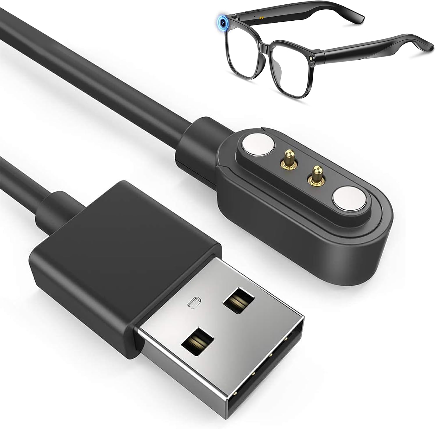 Smart Glasses Charger– Strong Magnetic Adsorption,2mm Pin | Replacement charger for Zigtik smart glasses. Durable, portable, magnetic hold. Fits 2mm pin spacing only.