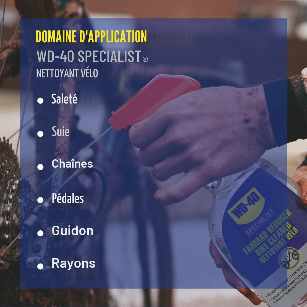 WD-40 Specialist Kit d'entretien complet pour vélo 3 pièces avec spray pour chaîne et nettoyant pour chaîne