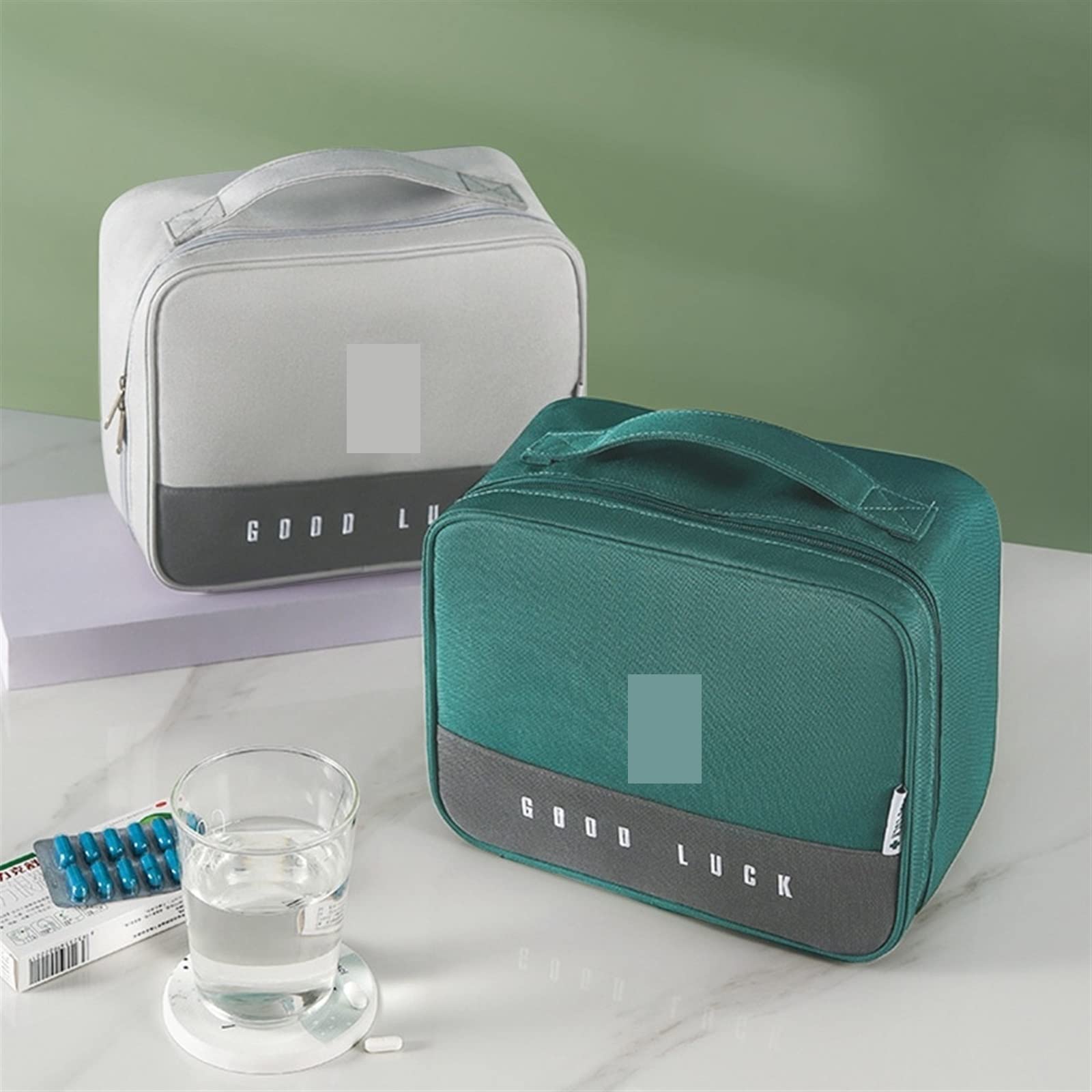 JINGYAN Borse da toilette Cosmetic Bag Women BagLeather Waterproof Zipper Make Up Travel Washing Makeup Beauty Case