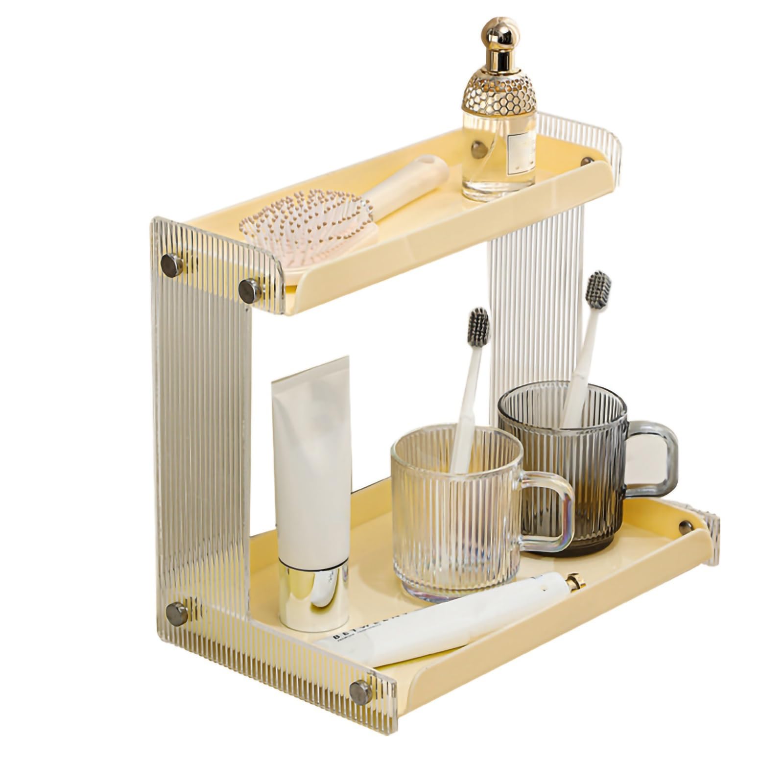 Bathroom Countertop Organizer, 2 Tier Acrylic Counter Organizer, Cosmetic Skincare Makeup Perfume Organizer for Vanity Dressing Table, Coffee Station Storage Spice Rack Storage (Size : Large)