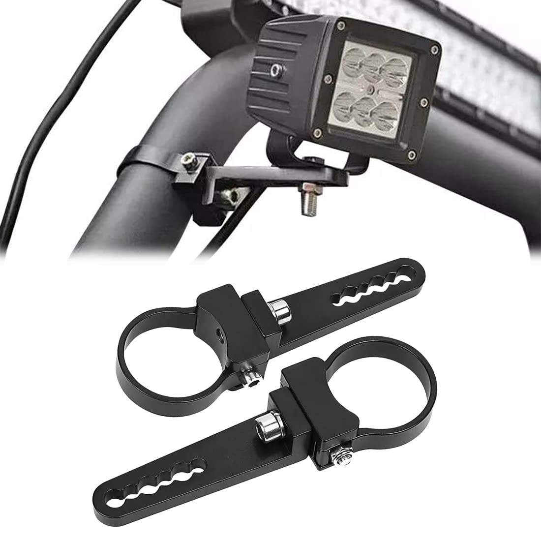 CLOWICSR【2個セット】【Φ43±2ｍｍ】対応 車 バイク 作業灯 ワークライト フォグランプ 取り付け 用 ブラケット ステー パイプバンパー パイプ に 挟み込み ブラケット ステー 板金 金具
