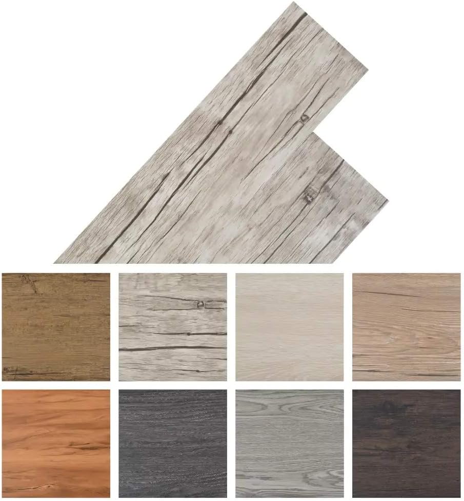 Self Adhesive PVC Flooring Planks, 36 Pcs Non-Slip Waterproof Heat Insulated soundproof Wooden Floor Tiles for Kitchens Bathrooms, 5.02 m², 91.5 x 15.2 cm (Oak Washed)