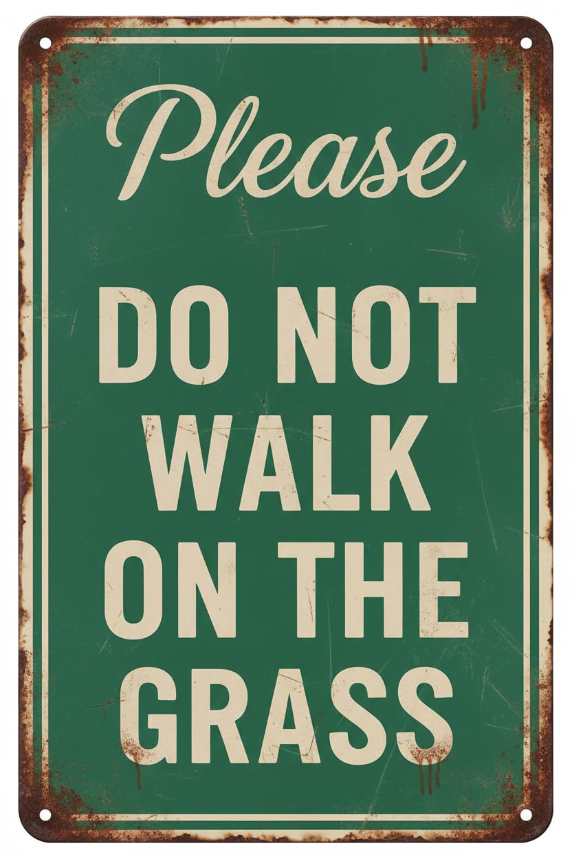 Please Do Not Walk On Grass Metal Sign No Walking On Lawn Lawns Yard Vintage Signs Aluminum Plates Printed