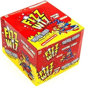 Fizz Wiz Strawberry Popping Candy 50 Individually Wrapped Sachets 245g | Loud Sensory Crackle Retro Favourite Sweets for Party Bags & Sharing