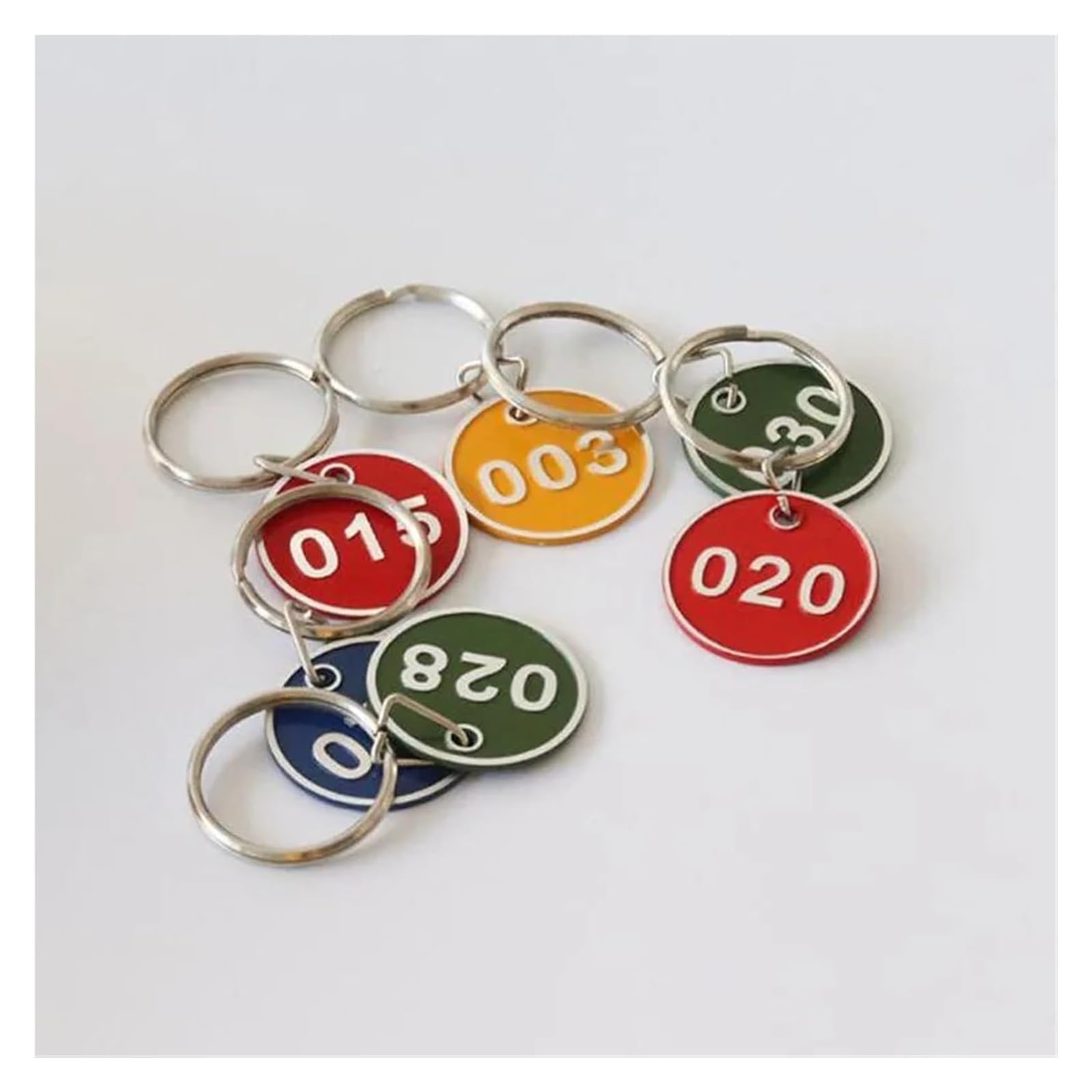 zawieszki na klucze ze stalowymi etykietami, Aluminiowe identyfikatory numeryczne Multicolor 1-200 z kółkami na klucze do karty ID Gym Sauna Club(Green,1-100)