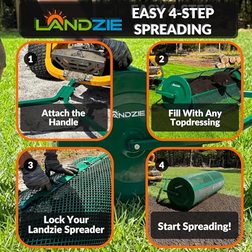 Image of Compost Spreader 60 Inch Tow Behind, Peat Moss Roller - Landzie