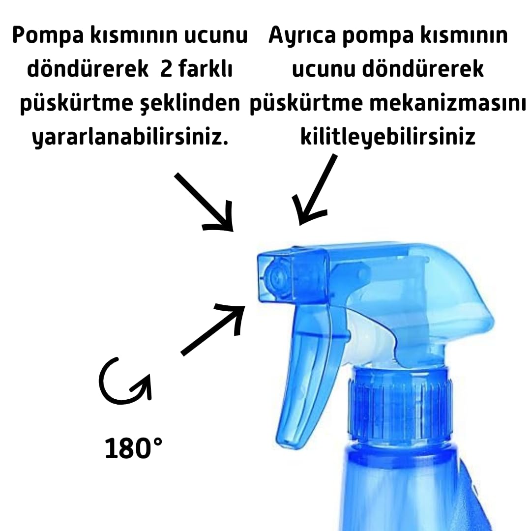 Sprey Şişesi 700 ml, Su Bulaşık Deterjanı, Tetikli Püskürtmeli Fısfıs Cam Temizleme (Siyah)