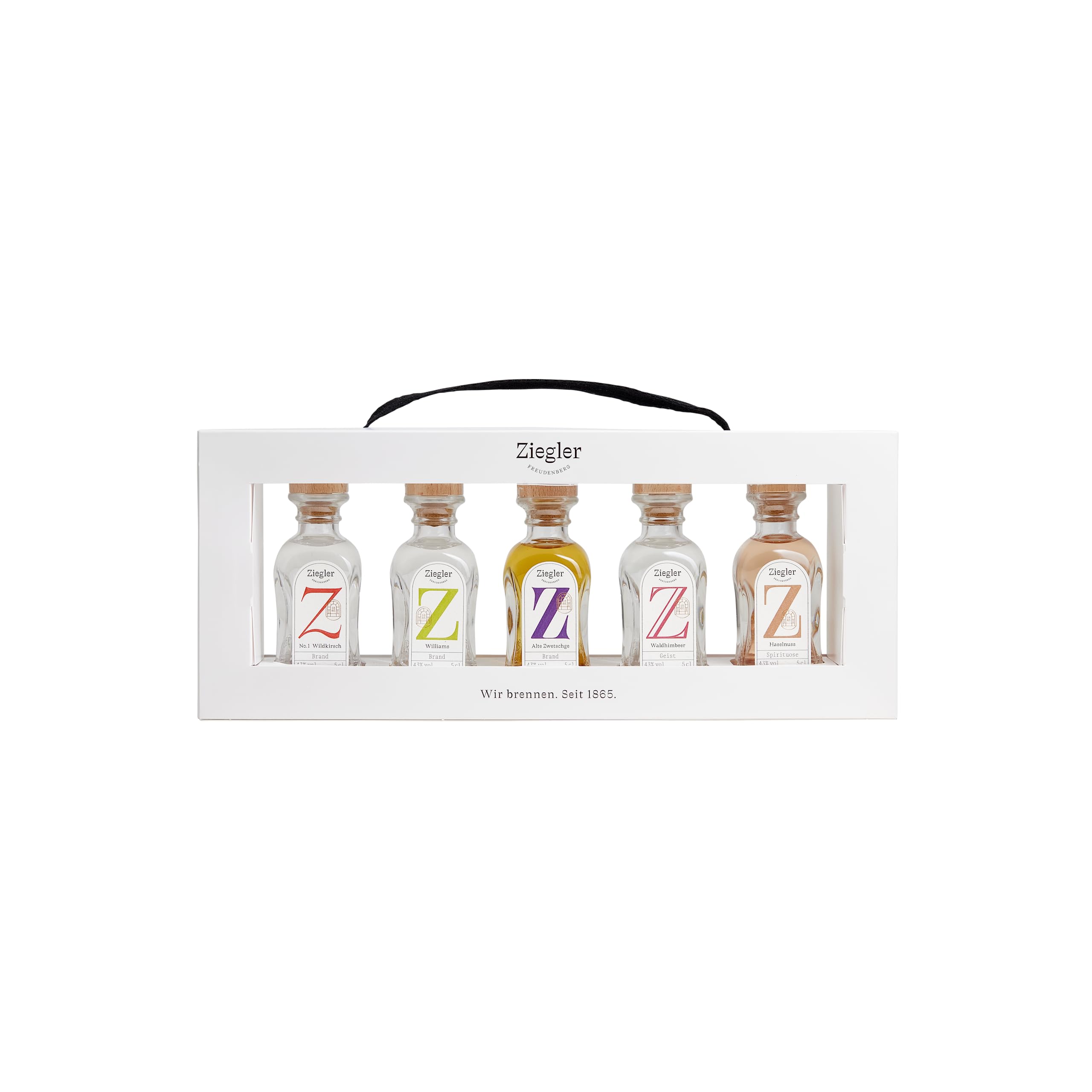 Ziegler Selection Geschenkset (5x 0,05l) - Edle Obstbrände und Geiste in einer exklusiven 5 x 50 ml Auswahl
