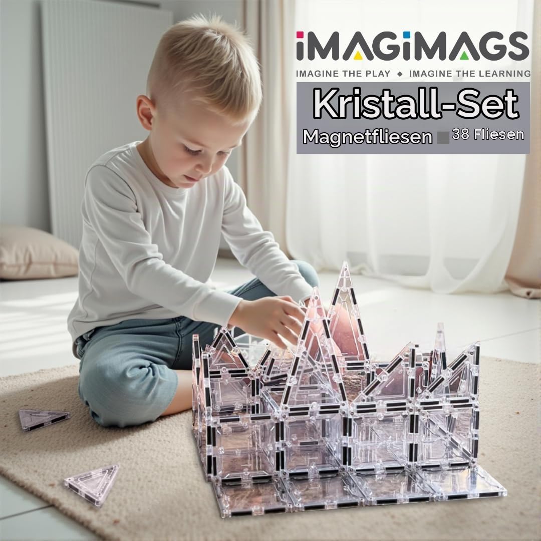 38-teilige Klare Magnetfliesen, Kristall-Set, ab 3 Jahren