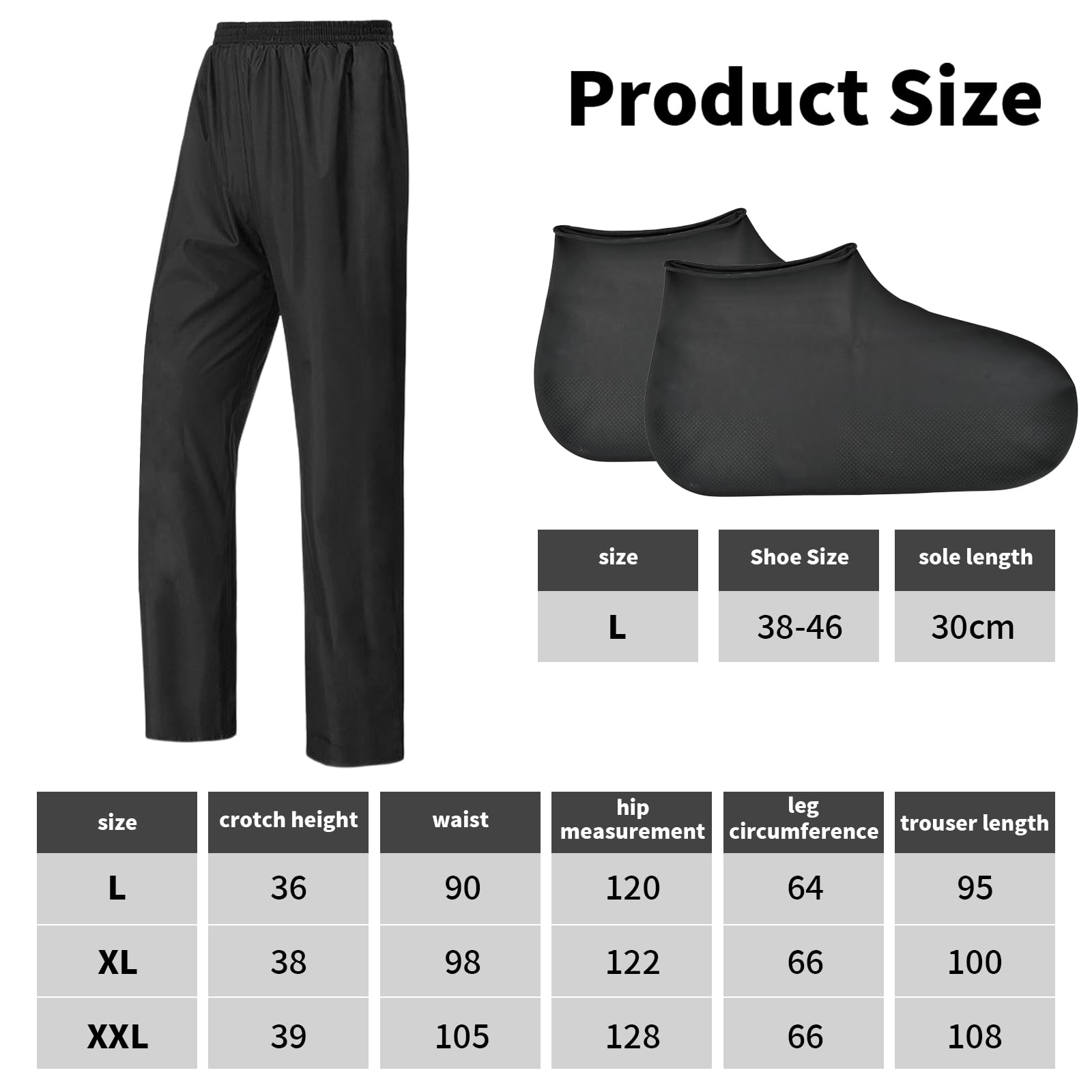 Zimoer Pantalon de Pluie Homme Pantalons Extérieurs imperméable Coupe Vent Moto Pantalon Pantalon Pluie pour la randonnée, Le Trekking et Le Cyclisme