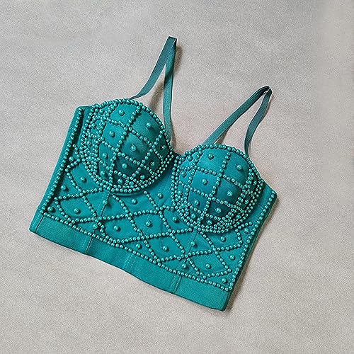 Image of VEENDEO Women's Strap Beads Bustier Corset Crop Top Club Party Bra