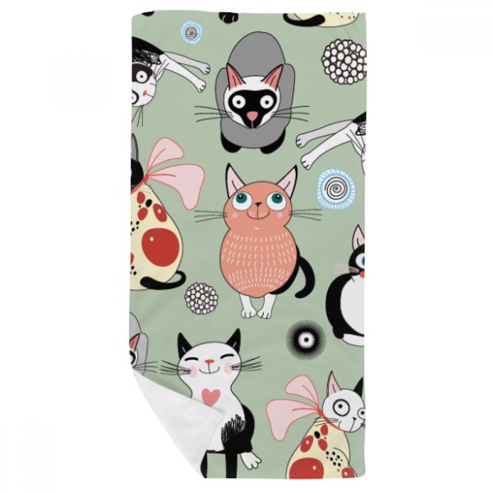 Débarbouillette serviette de bain chat mignon multicolor 35x70cm