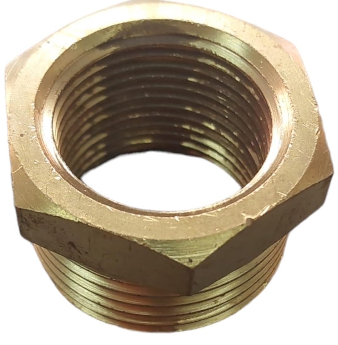 Brass Reducer Bush Pipe Fitting,Outer Male thread 1" BSP into Inner Female thread 3/4" BSP,1Pc