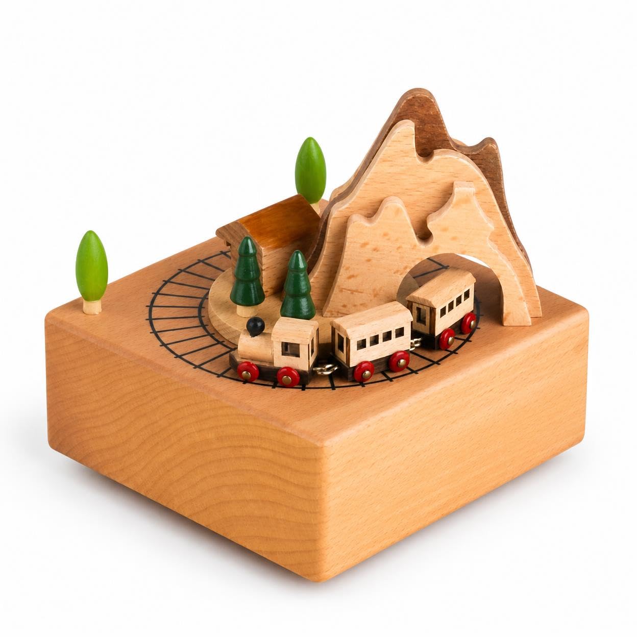 Maquette en bois à construire train boîte à musique manivelle DIY