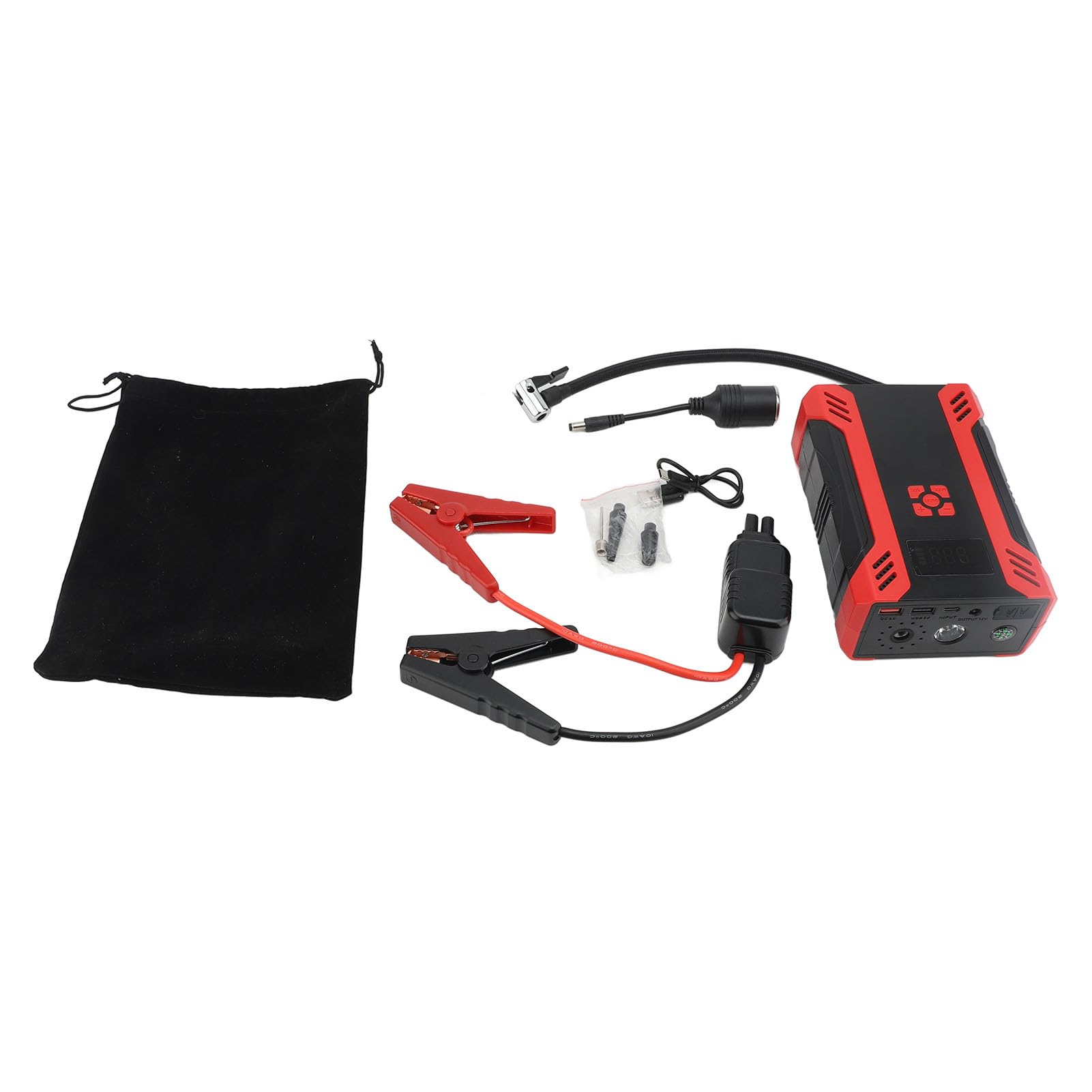 Akozon Arrancador de Batería Automóvil, con Inflador Neumáticos 150 PSI, Apagado Automático, Luz LED Banco Energía 10000 MAh SOS para Arranque Emergencia e Inflado