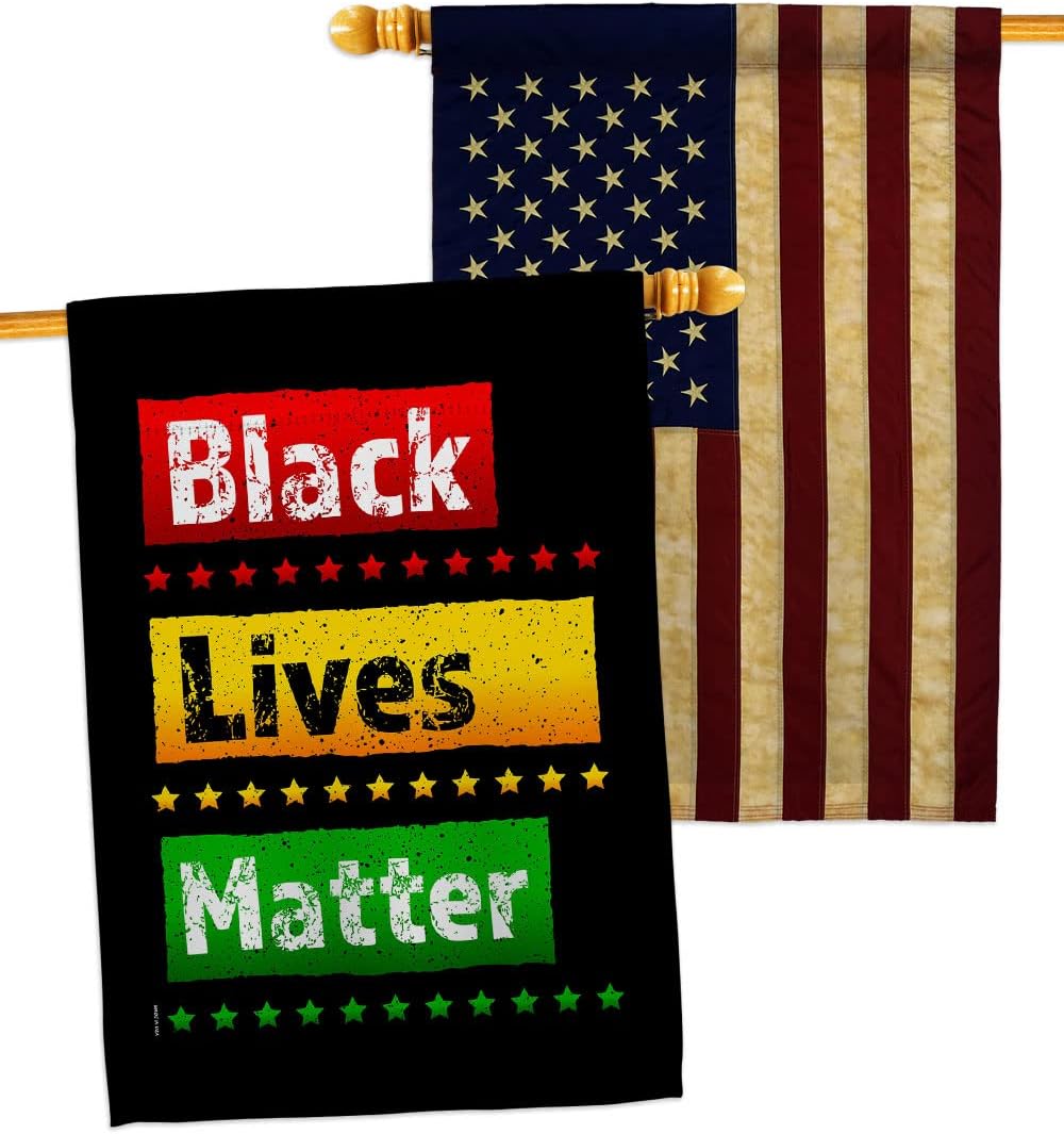 Black Lives Matter Pack Support Cause BLM Anti Racism Revolution Movement Equality Social USA Vintage Applique Decoration Banner Small Garden Yard Gift Double-Sided, House Flag 28" x 40", Thick Fabric