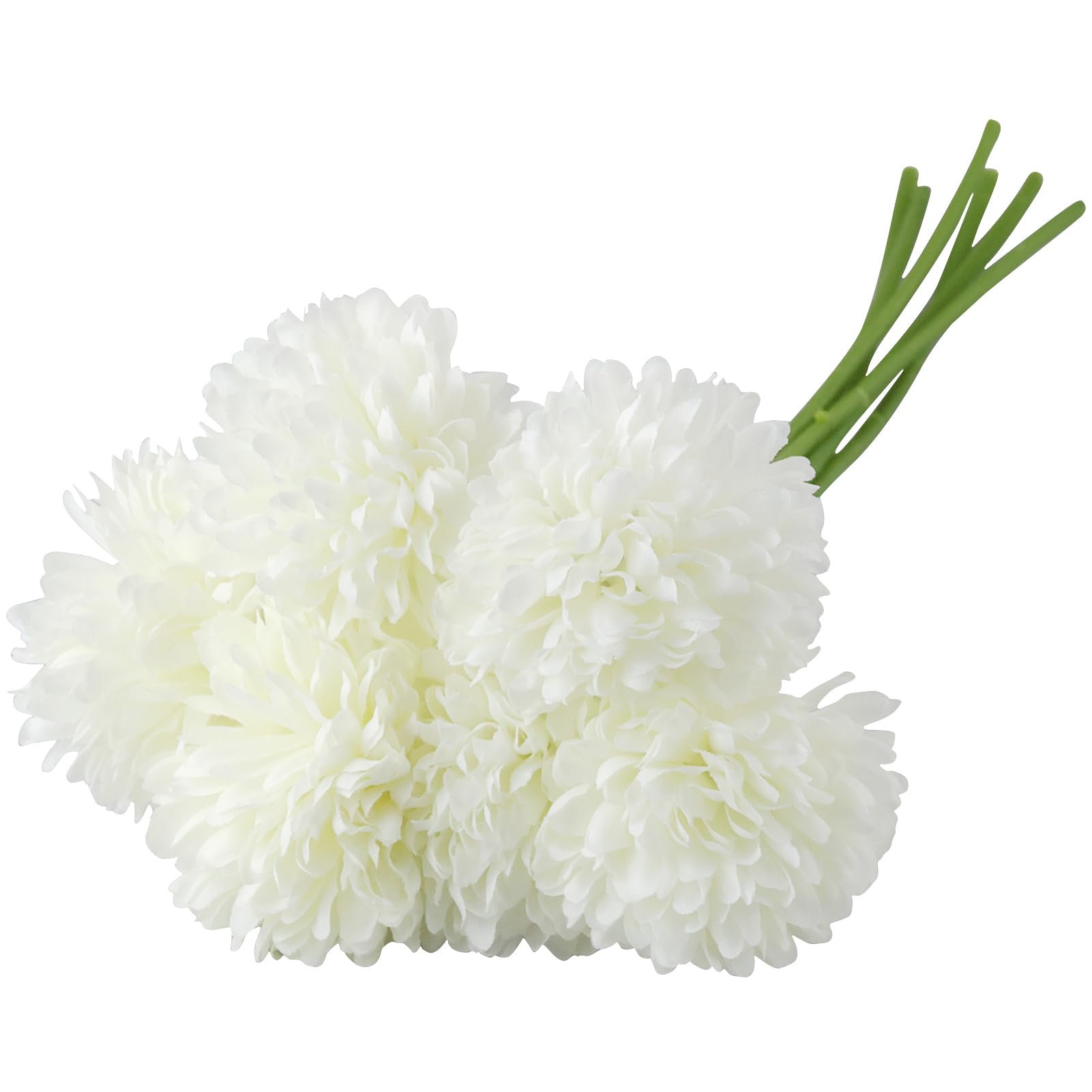6Pcs Artificial Hydrangea, White Silk Chrysanthemum Small Ball Flowers, False Flowers, White Hydrangea for Home Garden Decoration, Bridal Wedding Bouquets