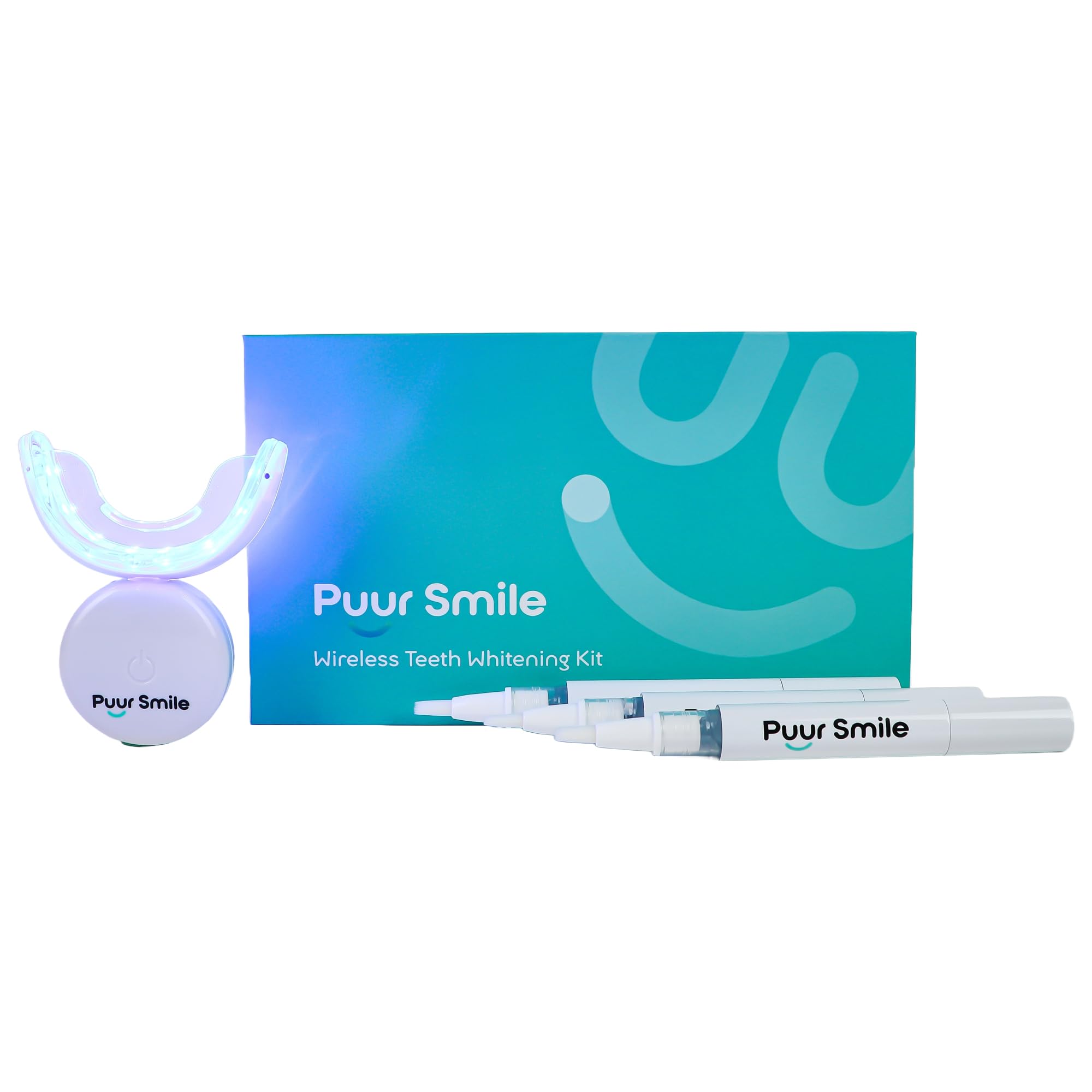 Puur Smile Teeth Whitening Kit – LED Light & Whitening Gel with Remineralization Syringes – Professional-Grade Whitening for Sensitive Teeth – Removes